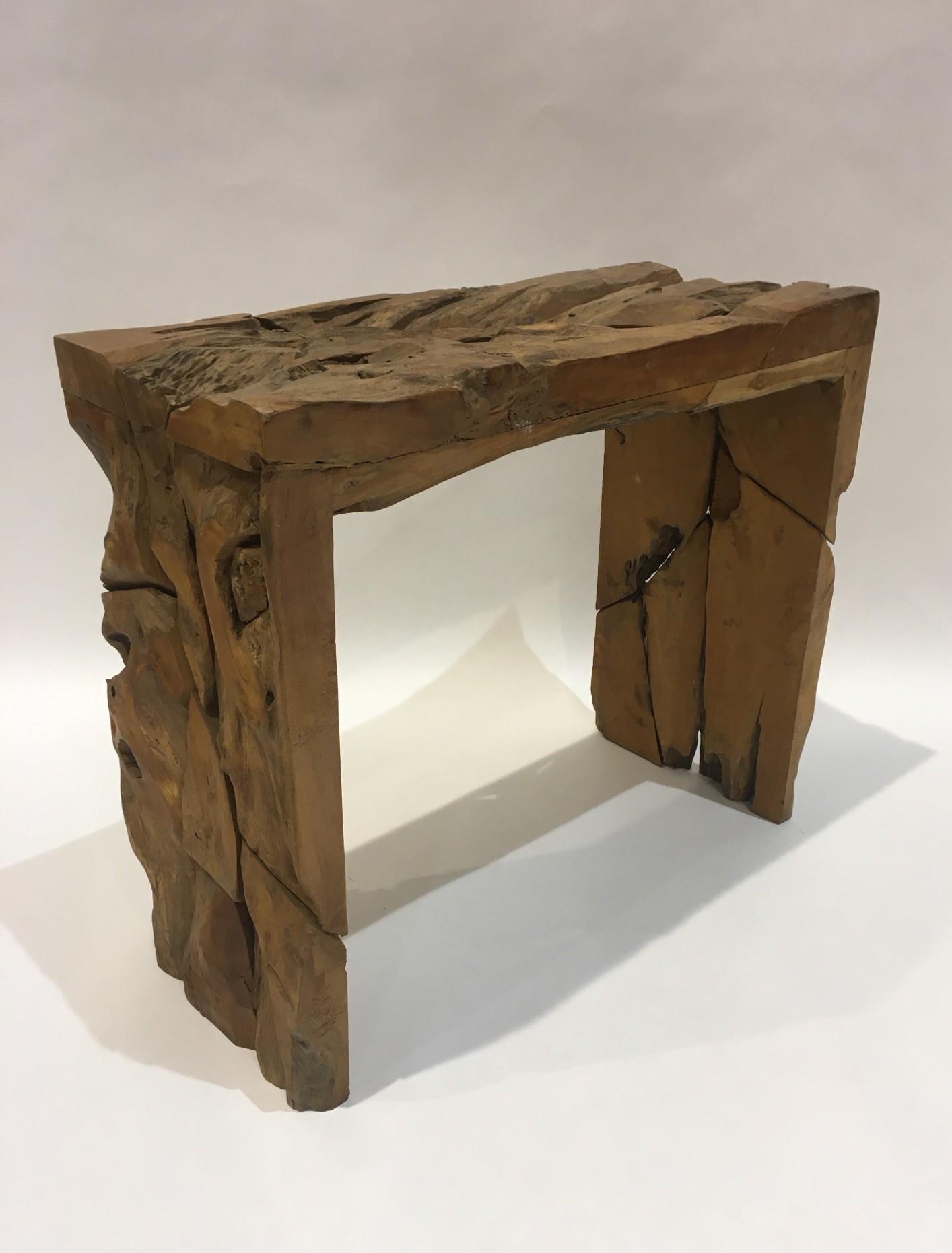 Desk table TEAK 100x30x100cm with glass top