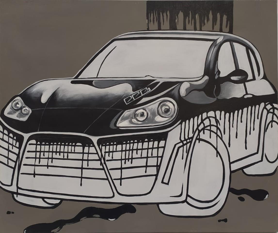 Picture Porsche 120x100cm olive green