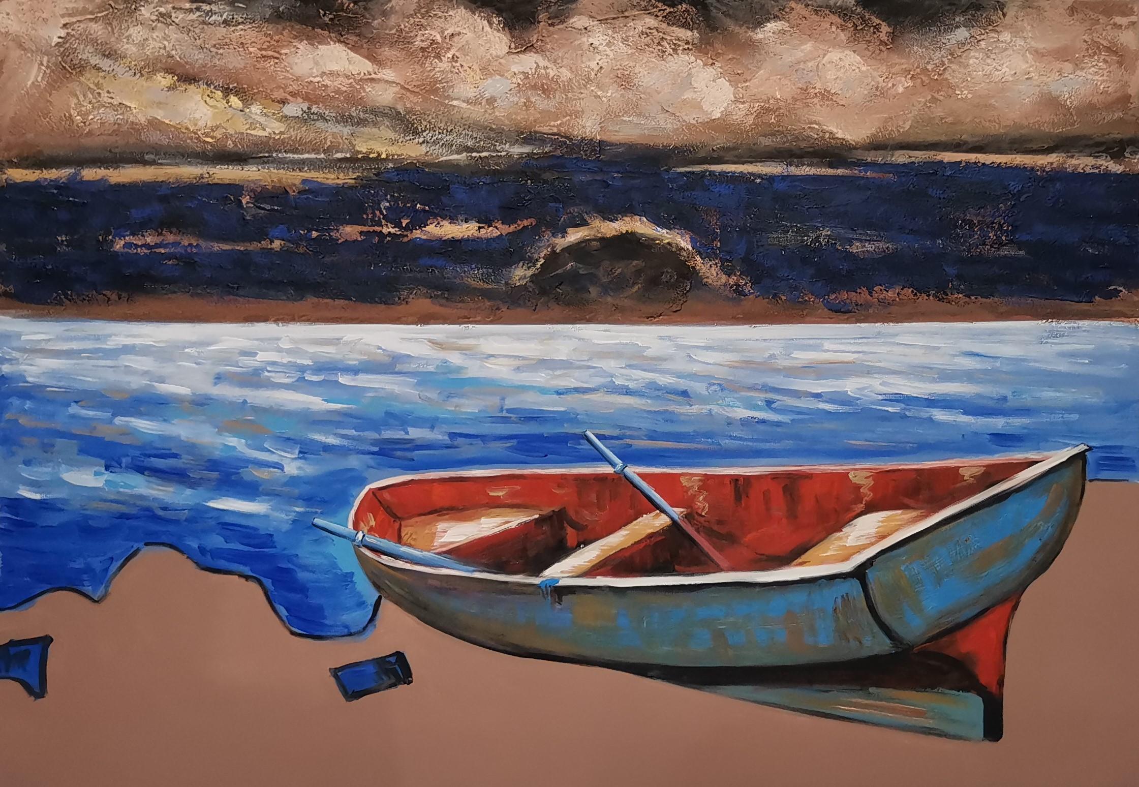 Picture WOODEN BOAT 100x70cm