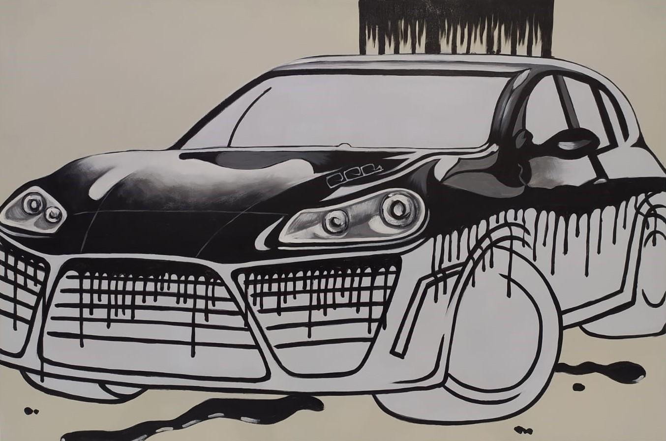 Picture PORSCHE olive green 150x100cm