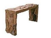 Desk table TEAK 120x40x75cm with glass top
