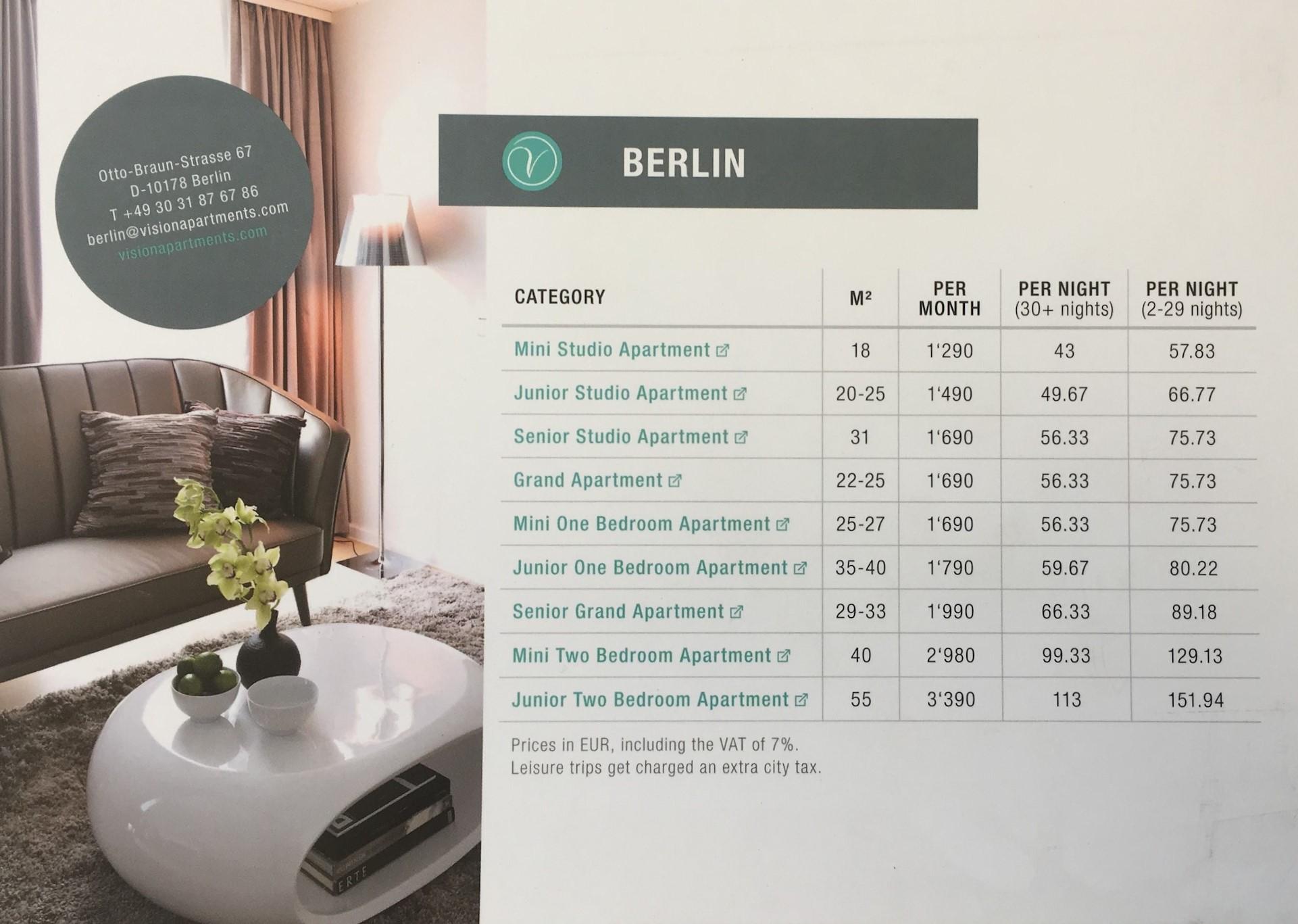 Berlin flyer pricing 2021