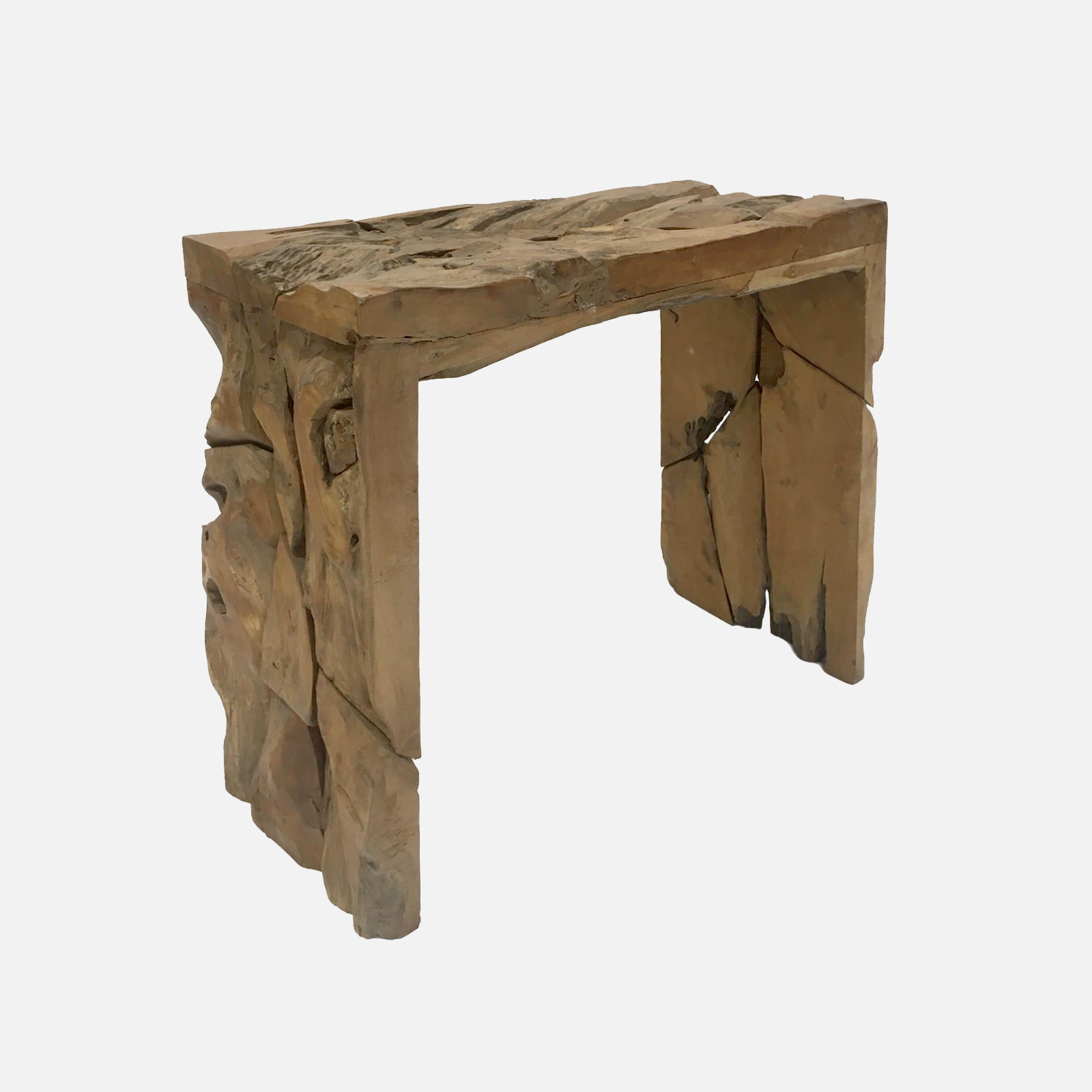 Desk table TEAK 100x30x100cm with glass top