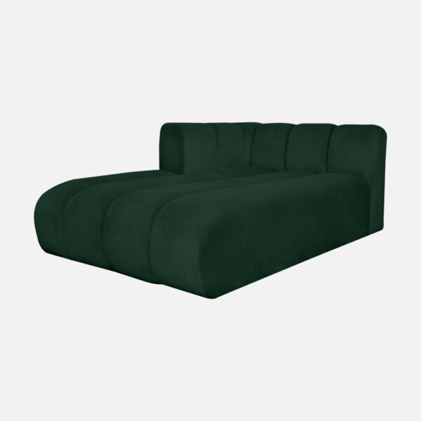 Linke GLORIA Chaiselongue für modulares INSEL-SOFA Waldgrün