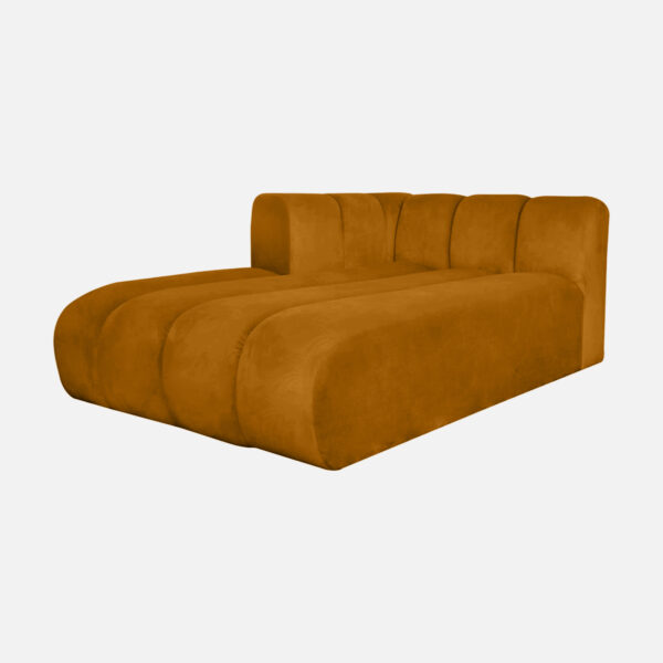 Linke GLORIA Chaiselongue für modulares INSEL-SOFA Senfgelb